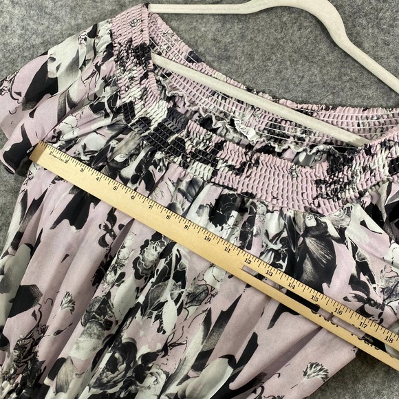 Parker Maxi Dress Small Lilac Purple Floral Print Off The Shoulder Short Sleeve - Picture 5 of 9
